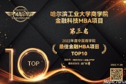 2022 哈工大商学院金融科技 MBA 项目荣登中国最佳金融 MBA 第 3 名